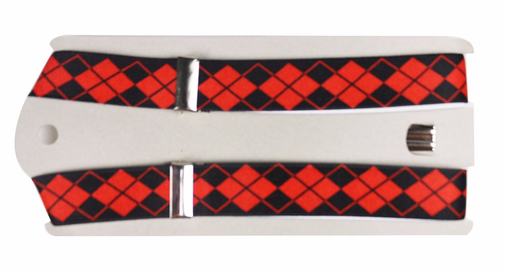 Winfox High Quality 2.5cm Wide Geometry Diamond Pattern Boys Red Plaid Suspenders Kids oddler Baby Suspender Pants