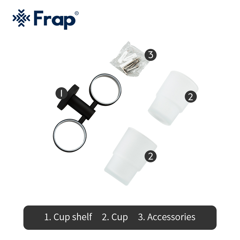 FRAP Cup Tumbler Holders Double Toothbrush Tooth Black cup holder cups Wall-mount Bathroom Accessories bath hardware set F30206