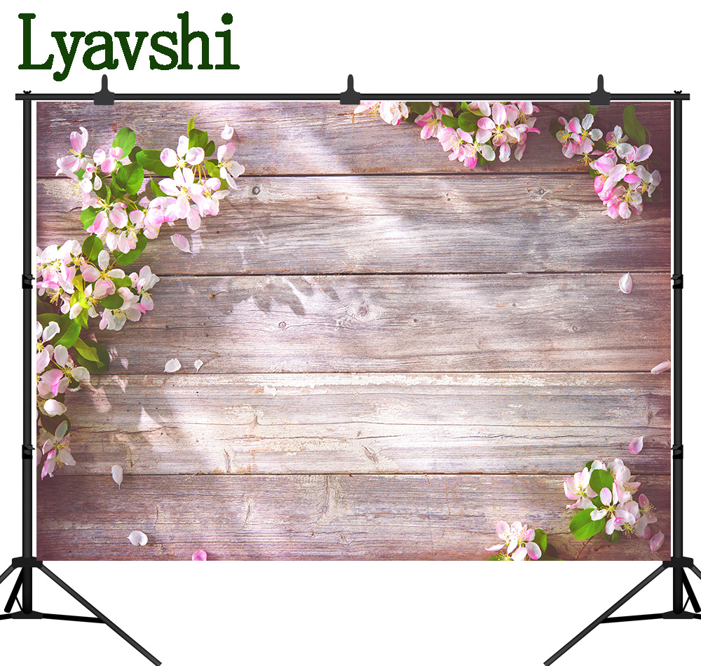 Lyavshi Flowers Wooden Board Backdrops Planks Newborn Portrait Birthday Party Decor Backgrounds Photography for Photo Studio