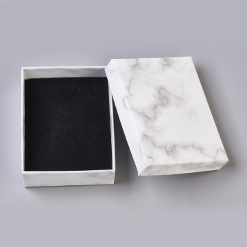 24pcs Paper Cardboard Jewelry Boxes Storage Display Carrying Box For Necklaces Bracelets Earrings Square Rectangle Marble White