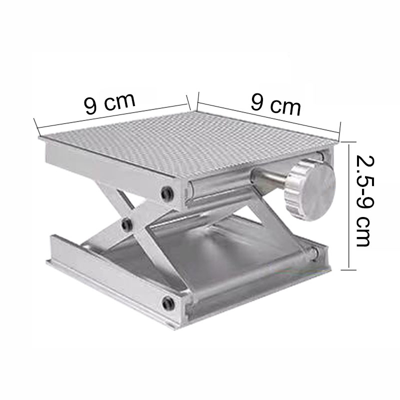 90x90mm Lifting Platform Spirit Level Lift Bracket 25-90mm Height Adjustable Universal Metal Stand for Floor Stick Laboratory
