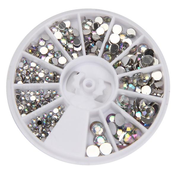 Top Quality Round 3D Acrylic Nail Art Gems Super Bright Crystal Rhinestones DIY Decoration Wheel