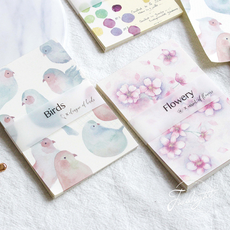 30 Sheets /Pack Fresh Flowery Birds Grapes Sticky Notes Memo Pad School Office Suply Student Stationery Notepad