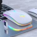 A2 Slim Mini Wireless Bluetooth Mouse Rechargeable Silent LED Backlit Mice 2.4GHz USB Adjustable DIP Optical Mouse