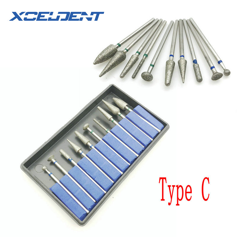 10pcs Dental Diamond Bur 2.35mm Shank Point Polisher HP Shank Rotary Tools Dental Lab Supplies Jewelry Lab Supplies