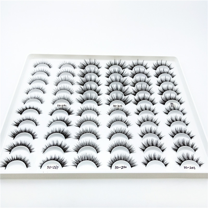 QUXINHAO 30Pairs Mink Eyelashes Handmade 6D Mink Lashes Full Strip Lashes Soft Curl False Eyelashes Makeup Tool