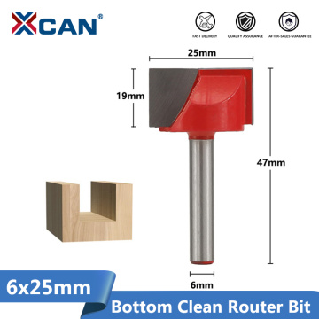 XCAN 1pc 25mm Wood Router Bits with 6mm Shank Cleaning Bottom Engraving Bits T Slot Milling Cutter for Woodworking Trimming
