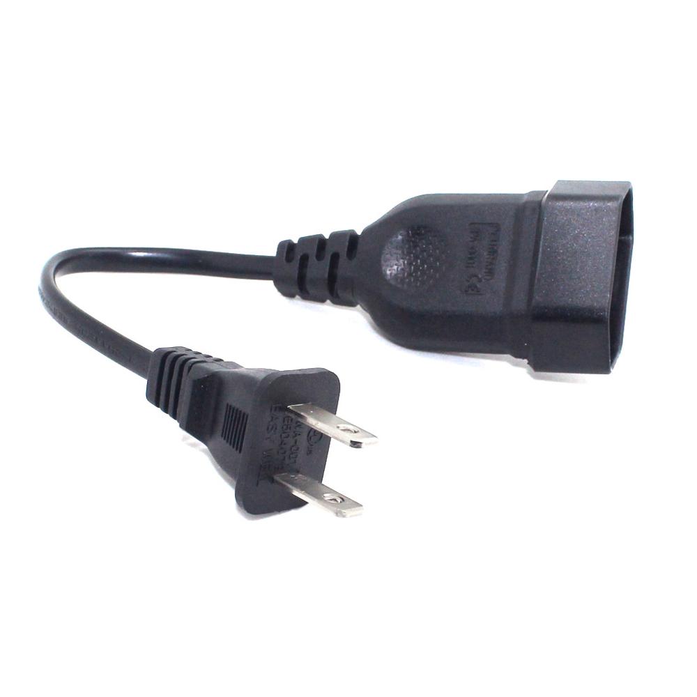 AC Power 2-Prong Male to European EU Female Extension Cord 1-15P to CEE7/16 Power Cable US Plug to Euro Receptacle AC short Cord