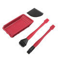 4Pcs Silicone Glue Kit Wide/Narrow Brush with Flat Scraper and Glue Tray Woodworking Gluing Kit Set Durable