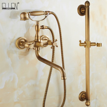 Bathroom Bath Shower Faucets Set Bathtub Faucet Water Mixer Crane Tap Antique Bronze Finished with Hand Shower EL741