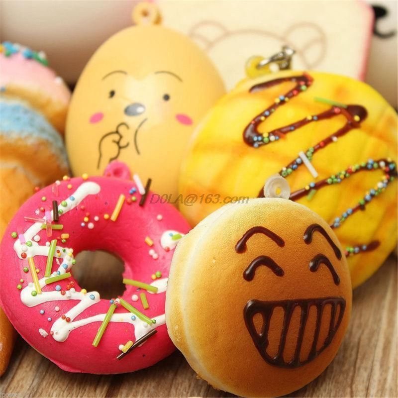 New 20Pcs Squishy Cake Panda Ice Cream Donut Keychain Slow Rising Squishy Toys Squishy Food Phone Strap