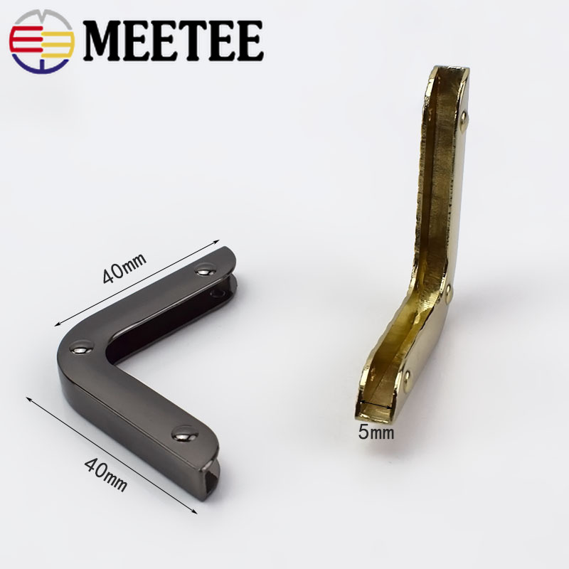 2/4pcs Meetee 40mm Bag Corner with Screw Decoration Hardware Accessories for Handbag Edge Protection Metal Hook Buckle BF215