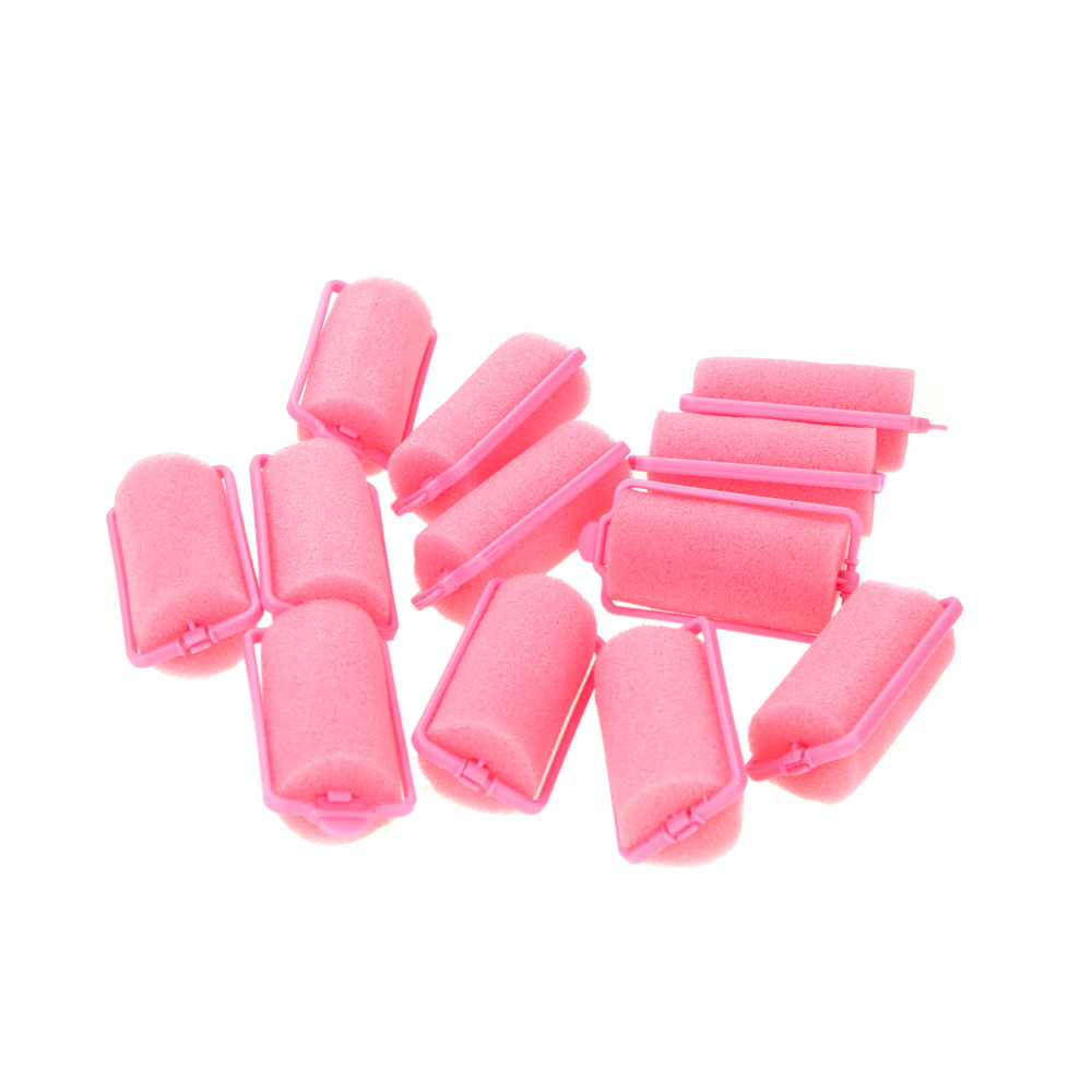 12pcs Hair Rollers Curlers Magic Sponge Foam Cushion Hair Styling Rollers Curlers Twist Tool Salon Pink