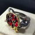 Vintage Fruit Fresh Red Garnet Rings For Women Gifts Resin Stone Pomegranate Jewelry Ancient Anniversary Ring P5S600