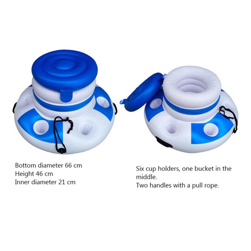 Summer Water Sports Inflatable Fun Toys Air Mattress Ice Bucket Cooler 6 Cup Holder Inflatable Beer Drink Holder Pool Floats Toy