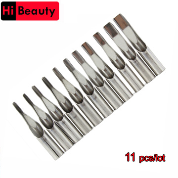 High Quality 11PCS 304 Stainless Steel Tattoo Tips Caps Nozzle Tips Set Kits RL F For Tattoo Needles Accessories