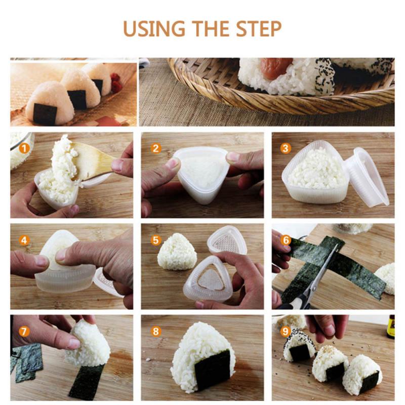 2pcs Sushi Mold Onigiri Rice Ball Bento Press Maker Mold Triangle Form Mold Sushi Maker Mould Sushi Tools Kitchen Accessories