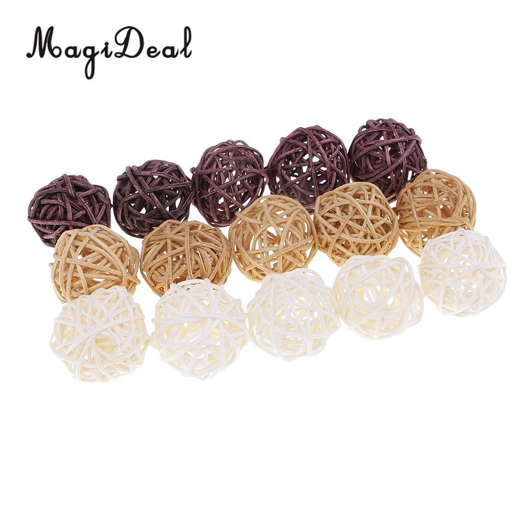3cm/5cm/7cm Mixed Colors Lovely Wicker Rattan Ball, Christmas Birthday Home Wedding Party Decorations DIY Ornaments Kids Toys