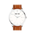 fashion brown leather quartz wrist watch