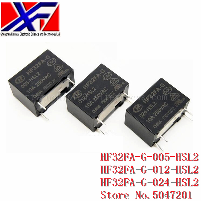 HF32FA-G-005-HSL2 HF32FA-G-012-HSL2 HF32FA-G-024-HSL2 Relay 4-pin 5VDC 10A 250VAC