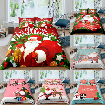 ZEIMON High Quality Christmas Santa Claus Printed Bedding Set 2/3Pcs Duvet Cover Pillowcase Twin Full Queen Bed Gift For Kids