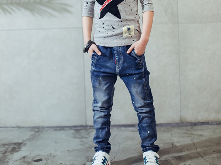 2020 children's clothing boys jeans spring and autumn splash-ink children pants