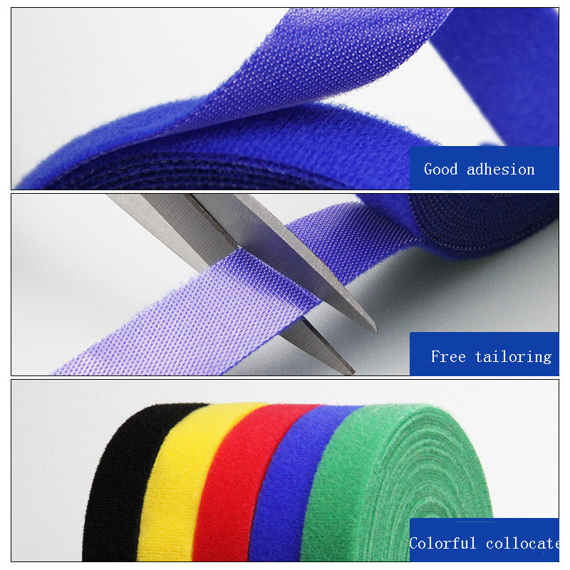 5yards 10-20mm Color Velcros Self Adhesive Fastener Tape Reusable Strong Hooks Loops Cable Tie Magic tape DIY Ribbon Strap Seals
