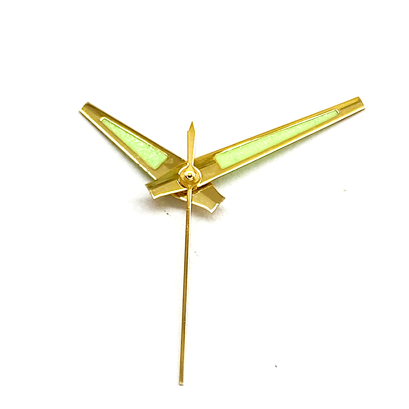Green lume tapered watch hands