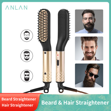 ANLAN Hair Straightener Comb Durable Electric Straight Hair Comb Brush Heated Ceramic Hair Straightening Electric Brush EU US