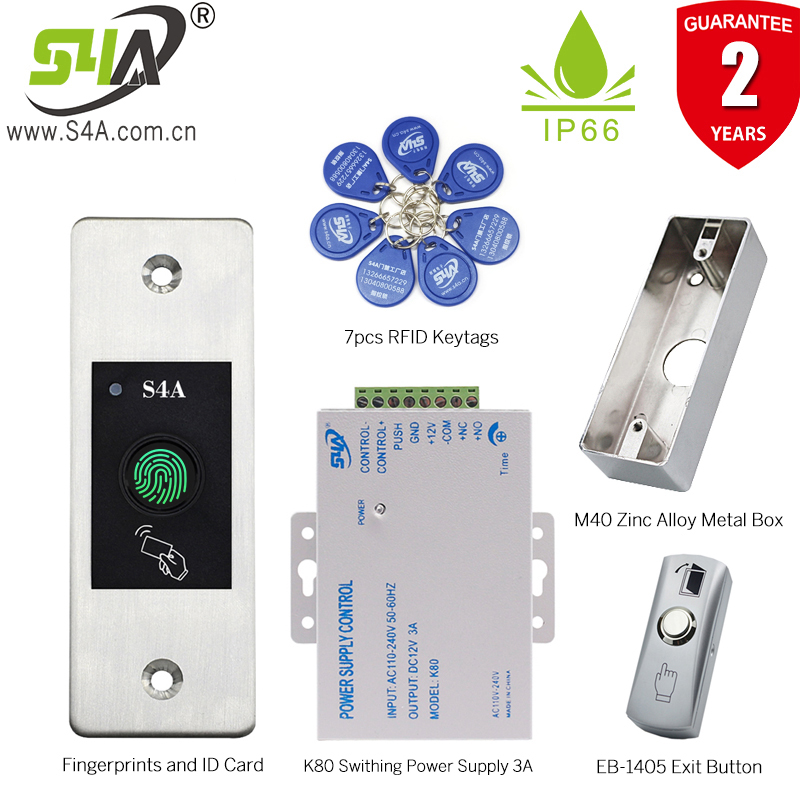 S4A High Quality Access system fingerprint reader Fingerprint Access Control Card System IP66 Weatherproof Embedded installation