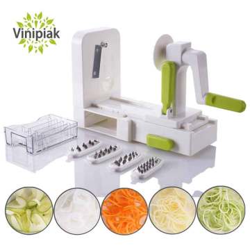 Folding 5 Blade Vegetable Spiralizer Veggie Pasta & Spaghetti Vegetable Spiral Slicer Carrot Zucchini Noodler Maker Zoodle Maker