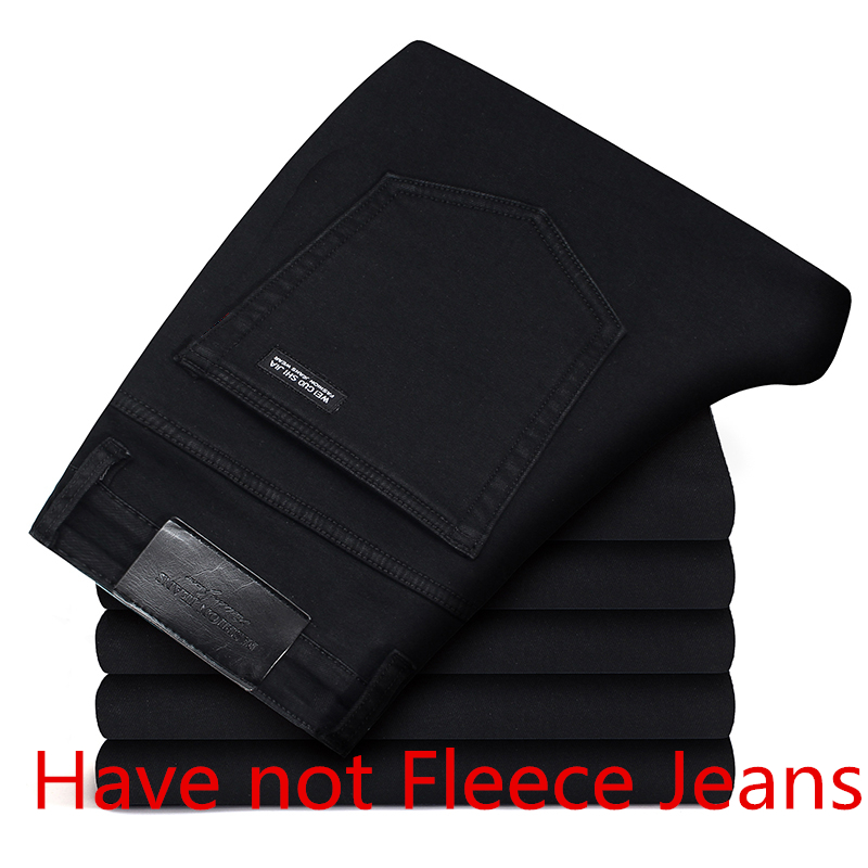2020 Thicker Grey Fleece Warm Men Jeans Or Midweight Jeans All Black Elasticity Jeans Busines With Or No Velvet 2 Model Jeans