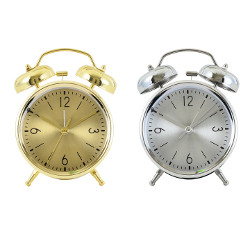 Full Metal Twin Bell Alarm Clock Brushed Dial