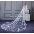 One-Layer Ivory Tulle Lace Wedding Veil with Appliques Long Romantic Bridal Veils with Comb YHG2019