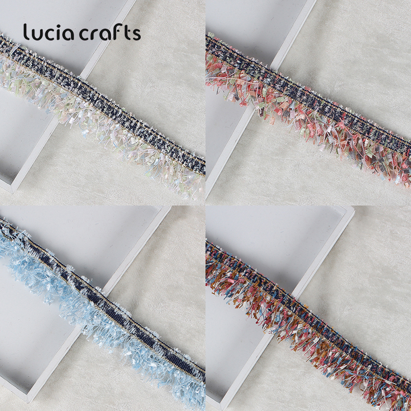 Lucia Crafts 2y/lot Garment Fabric 30mm Tassel Lace Trim Decor Sewing Ribbon For Dress Material X0401