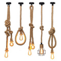 Vintage Hemp Rope Pendant Lights Attic Personality Industrial E27 Indoor Lightings For Loft/Living Room/Bar Retro Hanging Lamp