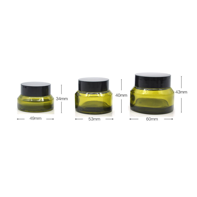 1pcs 15g/30g/50g Empty Green Glass Refillable Bottles Makeup Jar Pot Travel Face Cream Lotion Vials Amber Cosmetic Containers