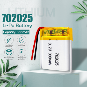 3.7V 300mAh 702025 Li-polymer Rechargeable Battery for Mp3 Bluetooth headset speaker video recorder wireless mouse Li-ion cells