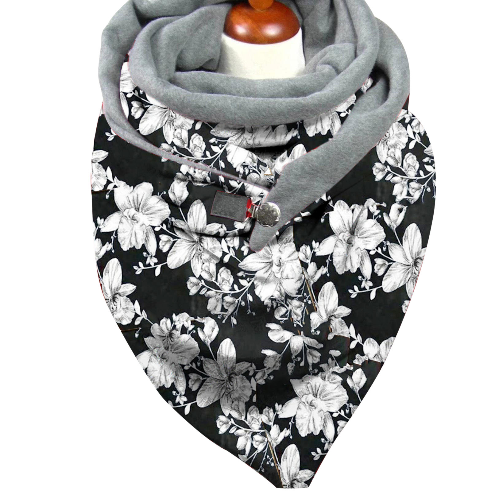 Flower Printed Button Scarf Fashion Winter Women Soft Wrap Casual Warm Scarves Shawls Lady Foulard Femme Scarves Shawls Foulard