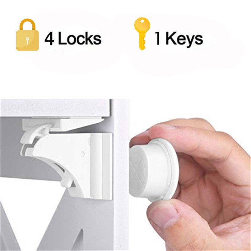 38pc Magnetic Key Children Lock Baby Window Safety Products Baby Protection Cabinet Lock Kids Locker Security Invisible Locks