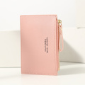 Men's Women's PU Zipper Cash ID Card Credit Card Holder Pure Color Mini Business Card Case Name Card Holder Holiday Gift