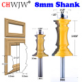 CHWJW 2PC 8mm Shank Mitered Door & Drawer Molding Router Bit Set Woodworking cutter Tenon Cutter for Woodworking Tools