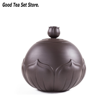 Lotus Tea Caddy Purple Clay Tea Box Puer Green Tea Storage Pot Cookies Candy Jar Tea Storage Pot Jar Coffee Tea Accessories