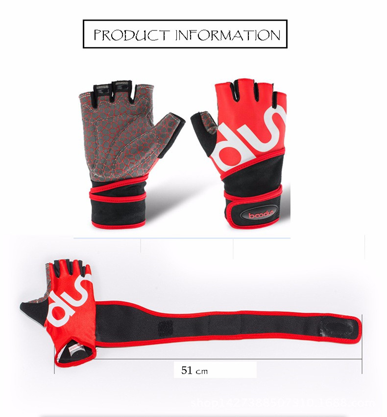 Boodun Men Women Half Finger Crossfit Gym Gloves Fitness Gloves Body BuildingWeight Lifting Wrist Sport Gloves black