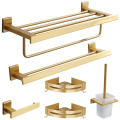 Bathroom Accessories Set Brushed Gold Bathroom Shelf,Towel Rack,Towel Hanger Paper holder,Toilet Brush Holder Bath Hardware Sets