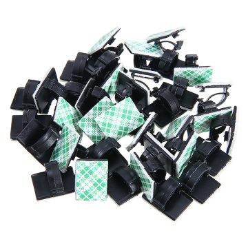 60PCS Plastic Car Wire Clip Tie Rectangle Cord Cable Holder Mount Clamp Self-adhesive Fixed Auto Seat Line Wire Clamps