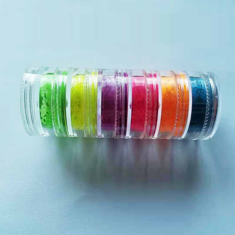 Neon Phosphor Pigment Powder Set Fluorescent Nail Glitter Eye Powder Manicure Decoration Nail Art Dust Pigment Paillettes