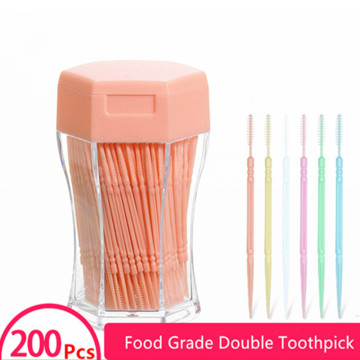 200pcs/box Dental Flosser Tooth brush ToothPicks Teeth Oral Hygiene Cleaner Stick Flosser Tooth Pick Interdental Brush 6.3cm