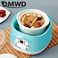 DMWD Electric Intelligent Slow Cooker Mini Timer Water Heater Stewing Soup Porridge Cooking Pot Ceramic Baby Food Cooker 0.7L EU