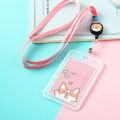 Cartoon Cute Transparent ID Badge Case Card Holder with Lanyard Animals Bank Credit Card Holders ID Badge Holders Accessories